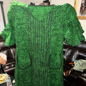 Green and Black Patterned Dress